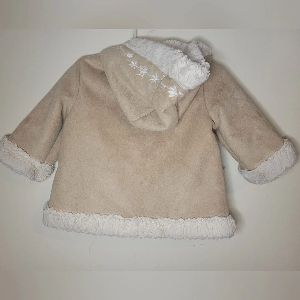 babygap suede embroidered hooded coat, 6-12m